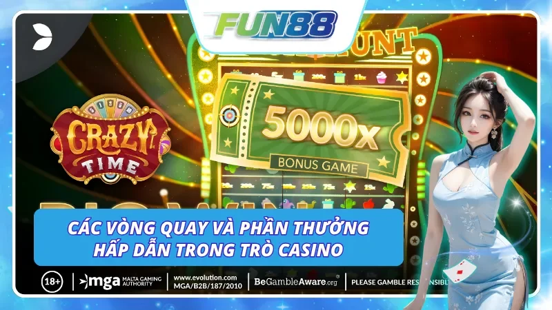 Những vòng quay thưởng đẳng cấp trong Crazy Time